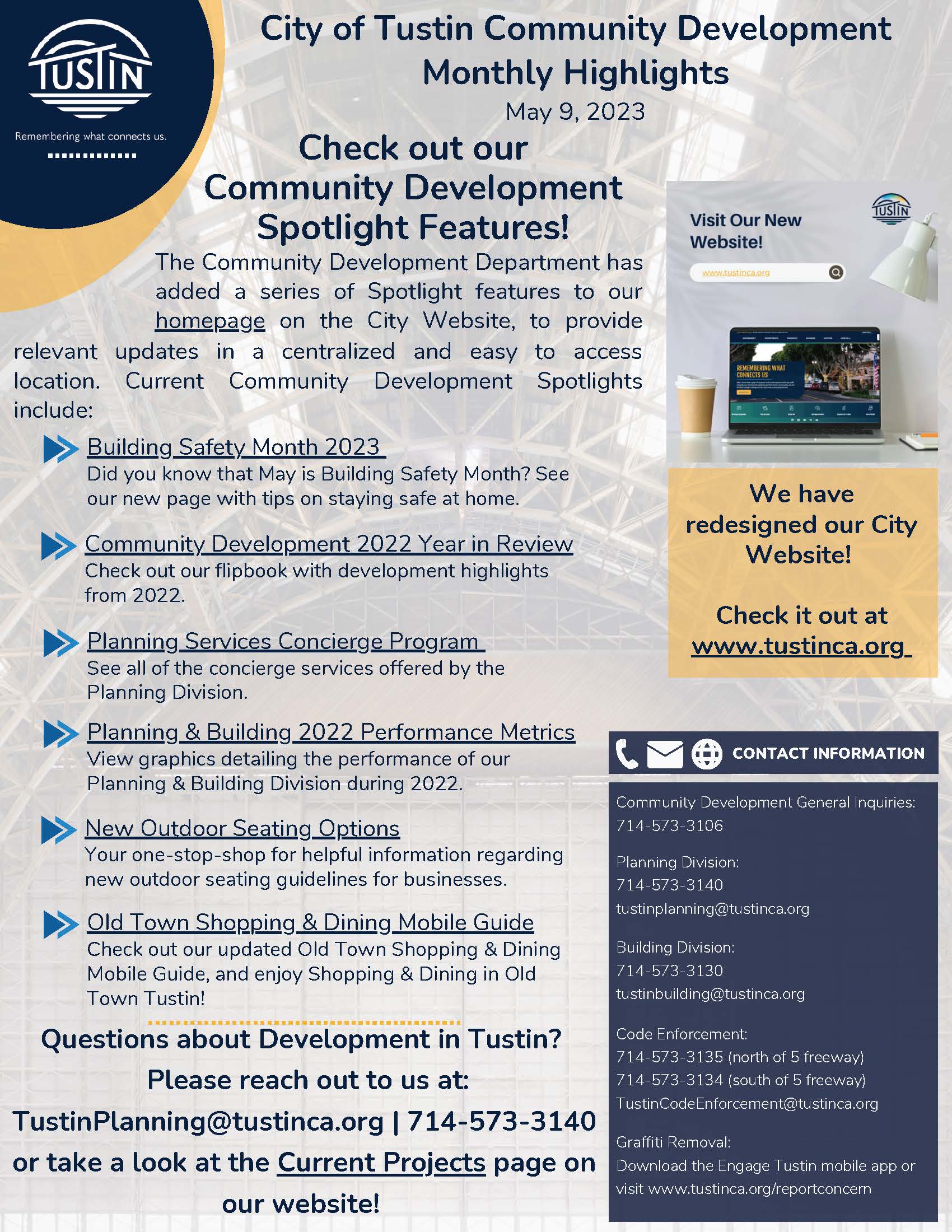 City of Tustin Monthly Updates 5-9-23