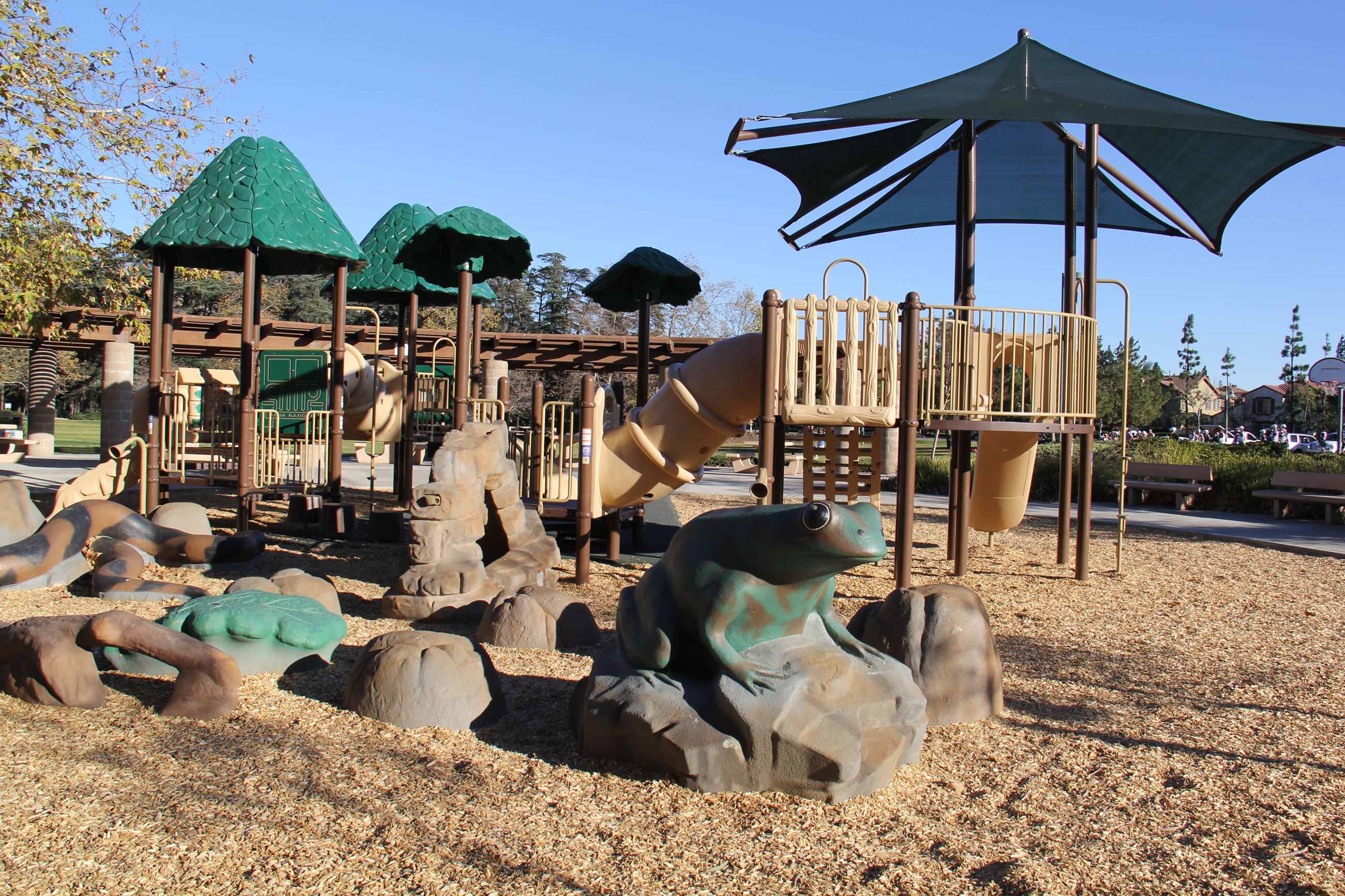 Side view of playground equipment