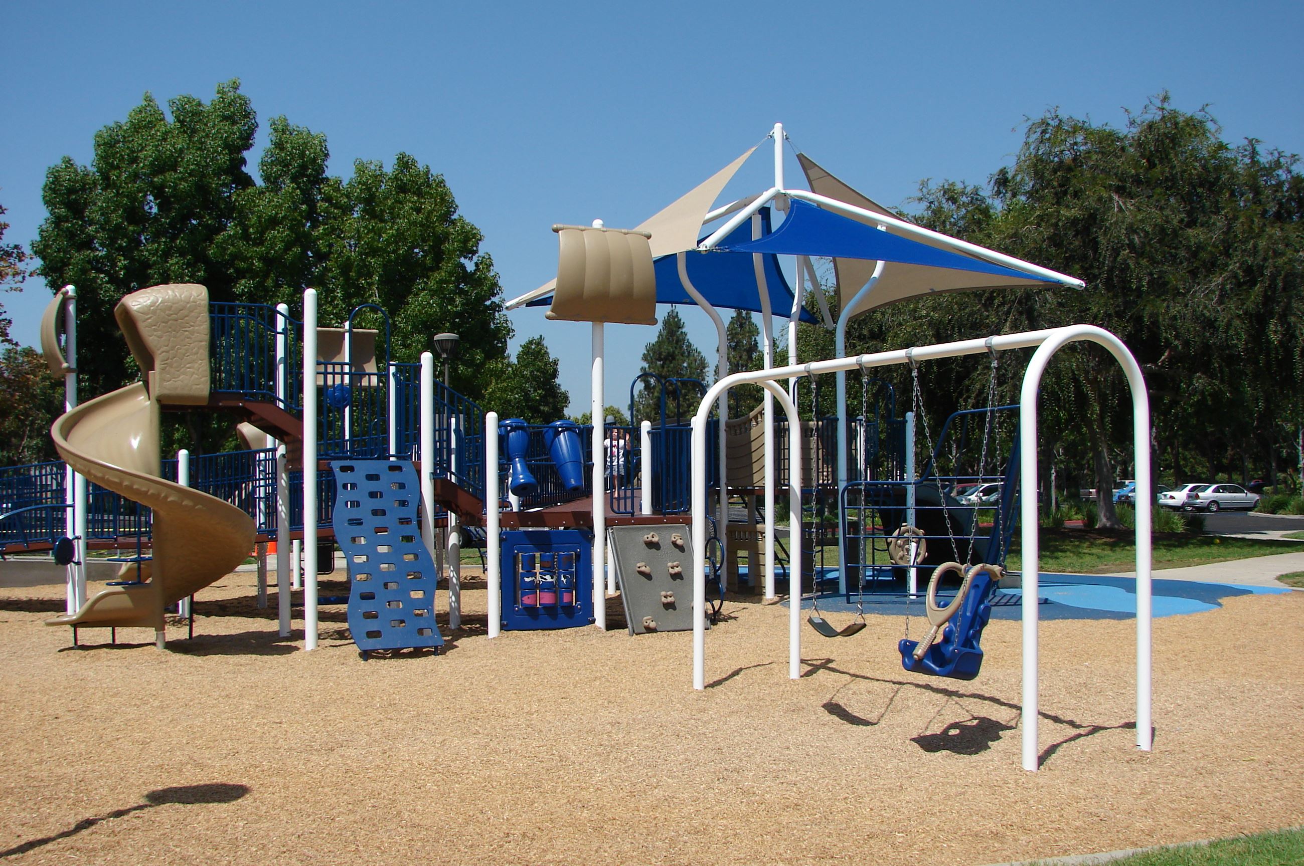 Side view of playground equipment