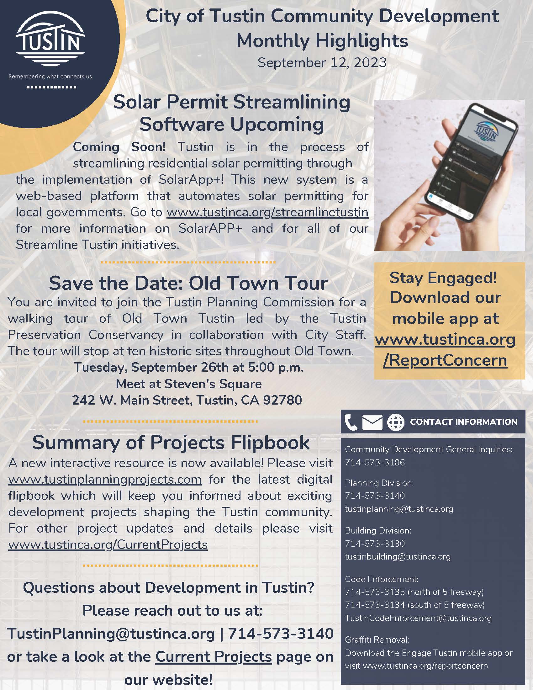 City of Tustin TED Meeting Updates 9-12-23