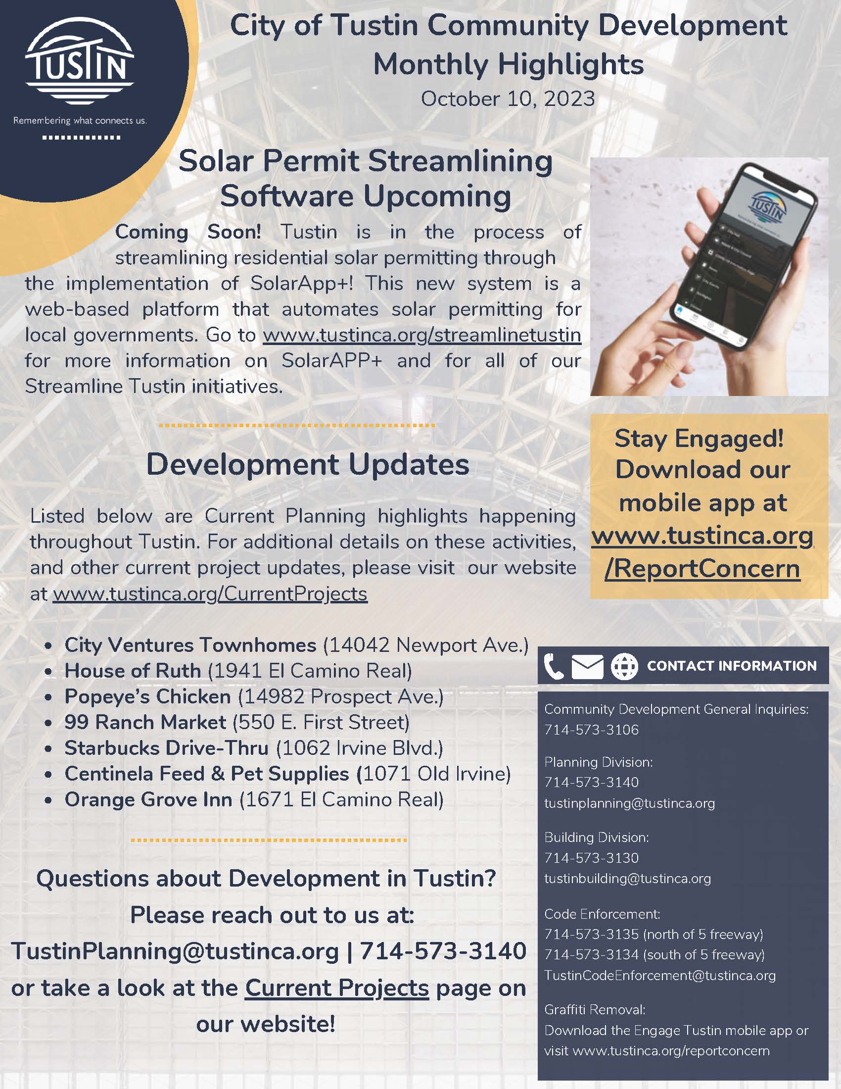 City of Tustin TED Meeting Updates 10-10-23