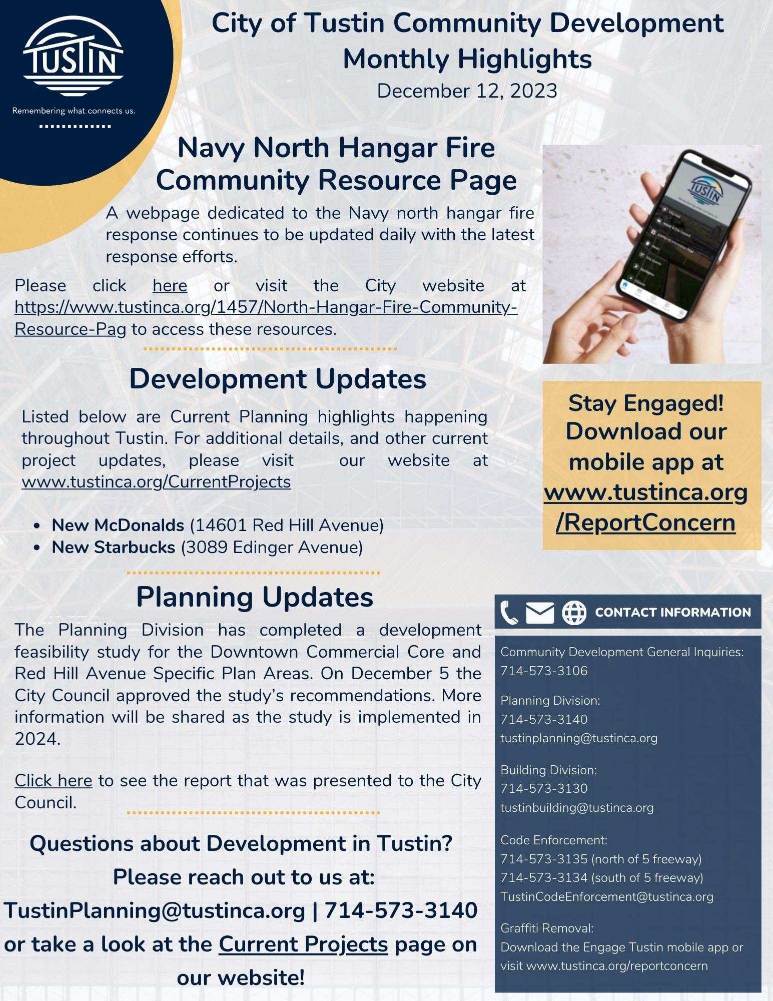 City of Tustin TED Meeting Updates 12-12-23