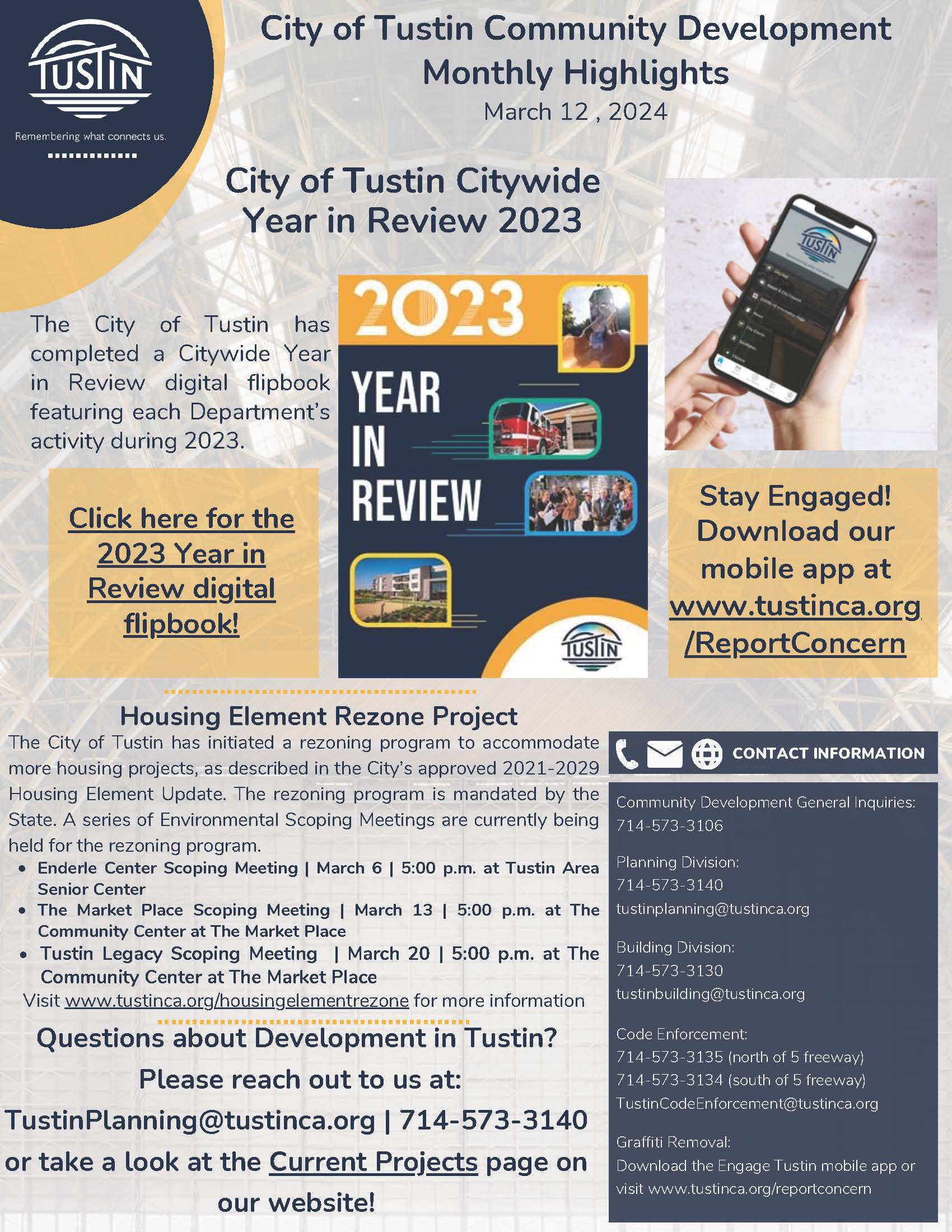 City of Tustin TED Meeting Updates 03-12-24