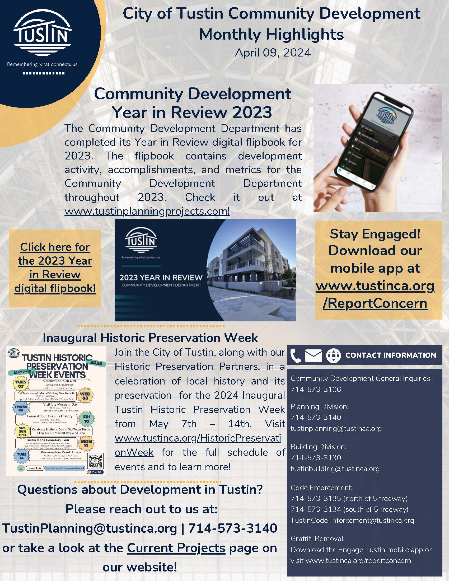 City of Tustin TED Meeting Updates 04-09-24