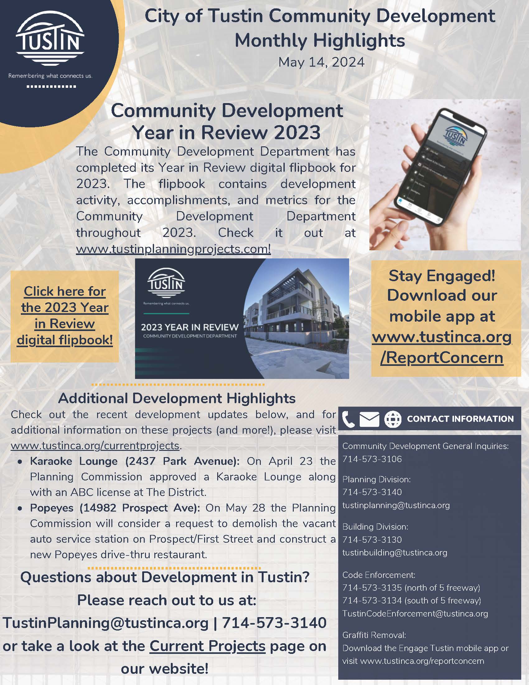 City of Tustin TED Meeting Updates 05-14-24