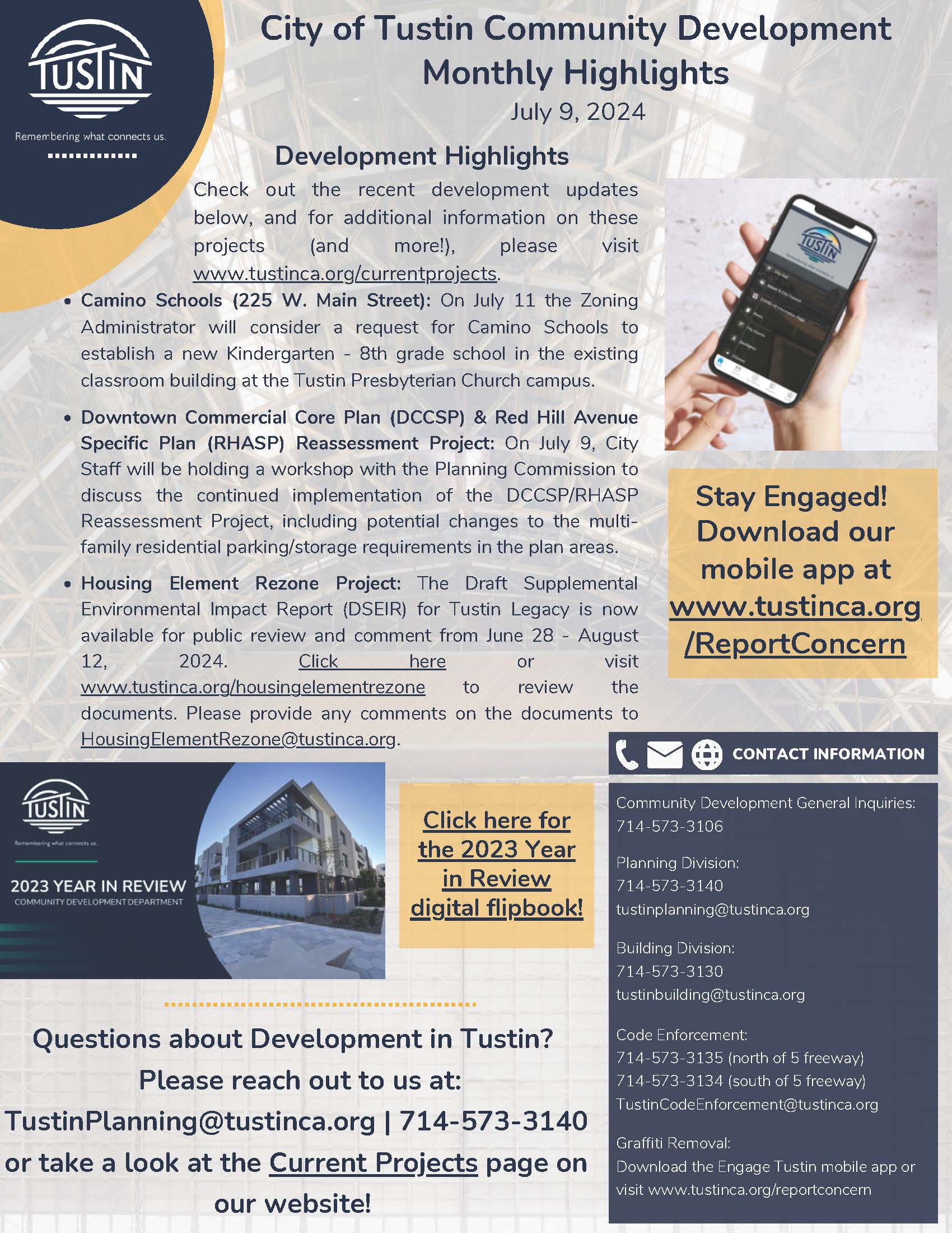 City of Tustin TED Meeting Updates 07-09-24