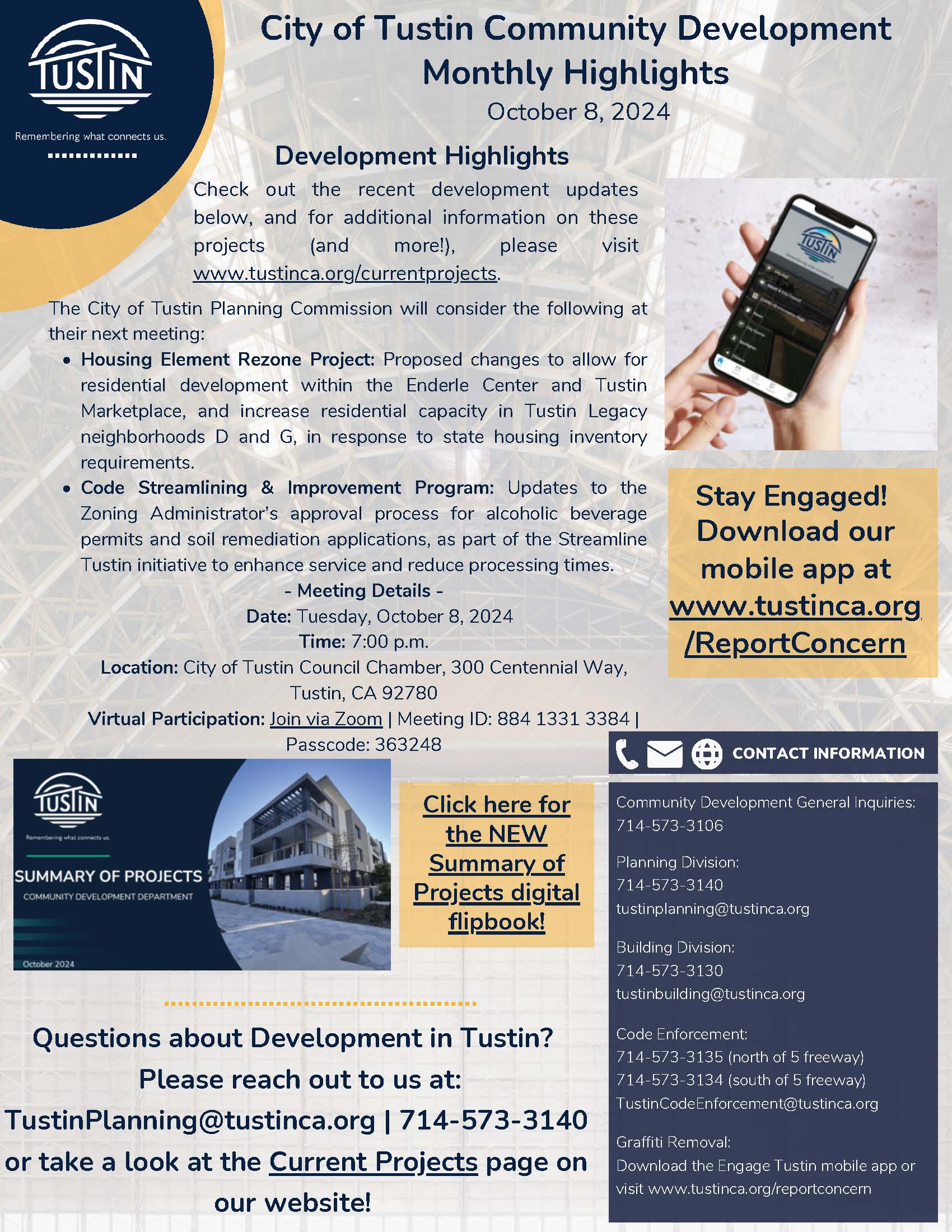 City of Tustin TED Meeting Updates 10-8-24