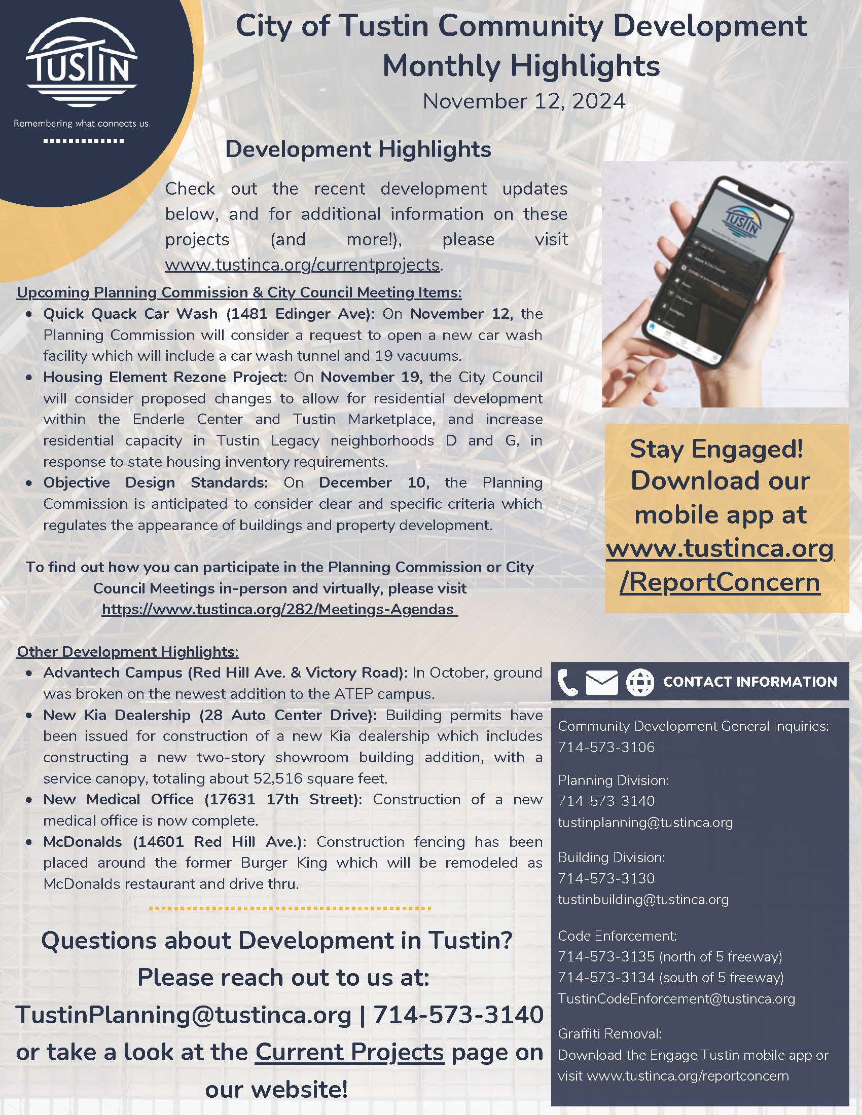 City of Tustin TED Meeting Updates 11-12-24