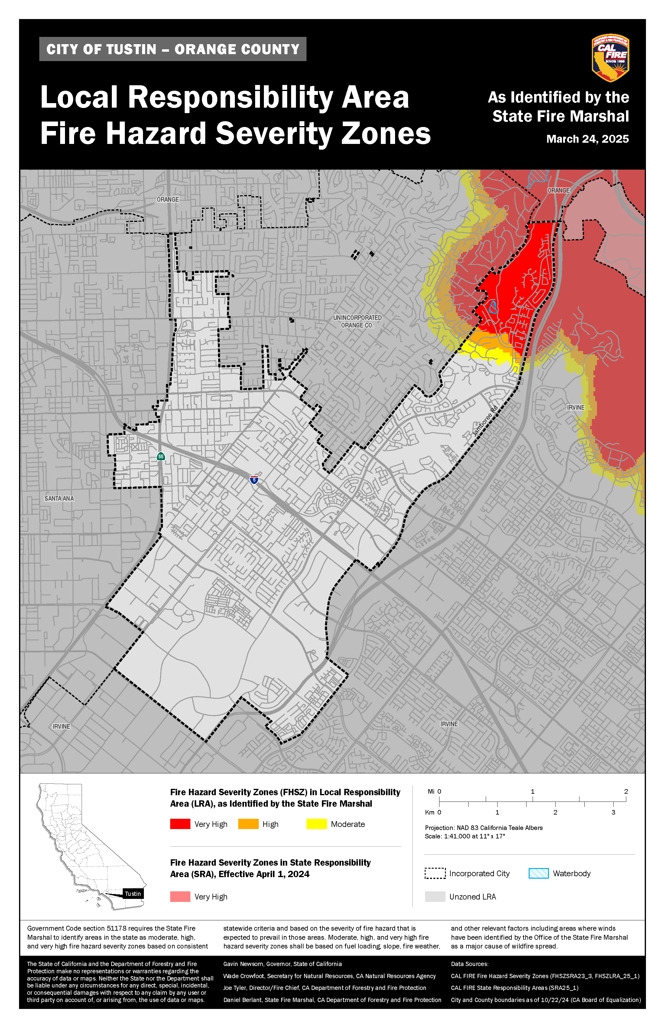 City of Tustin Fire Hazard Severity Zones