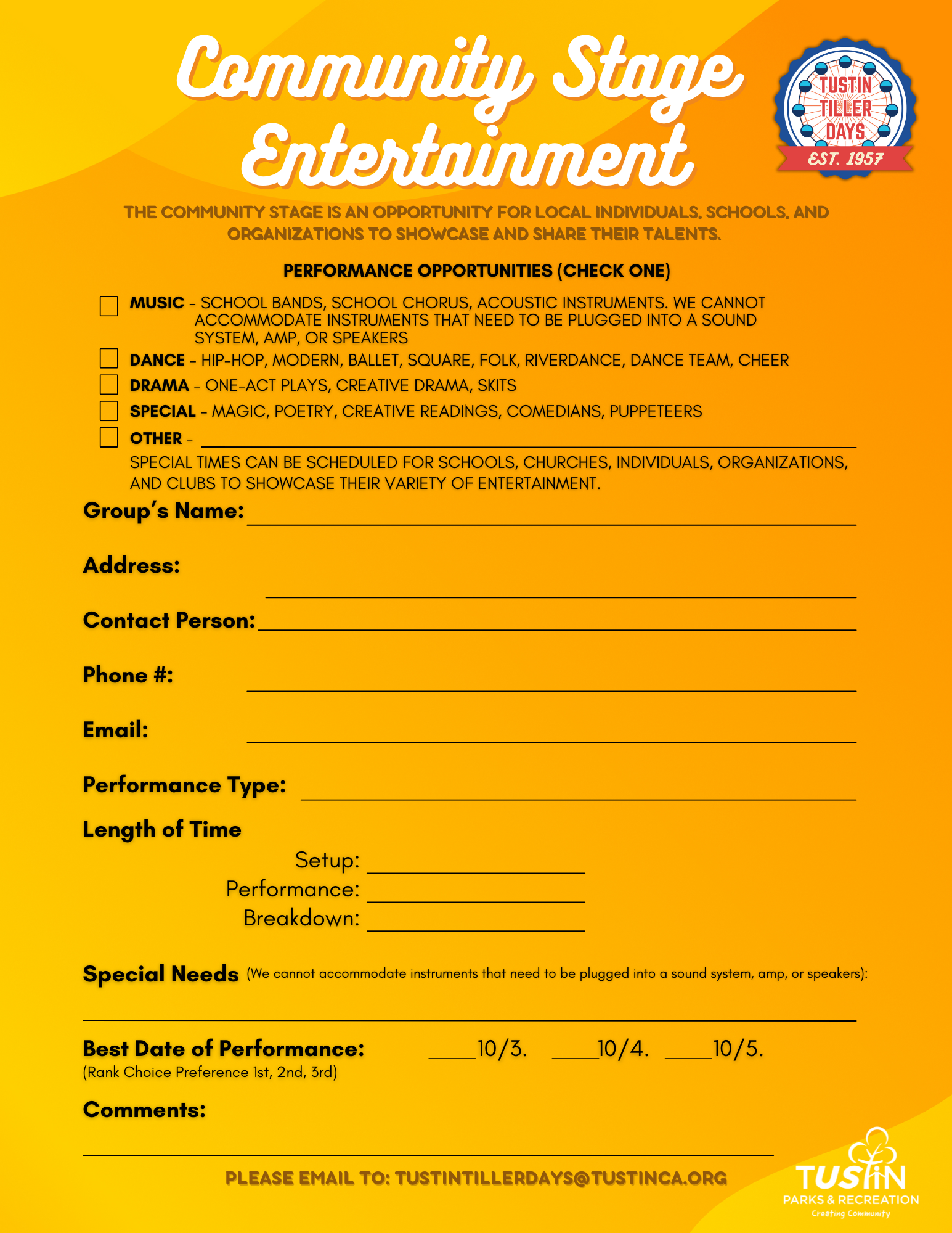 2025 Community Stage Application