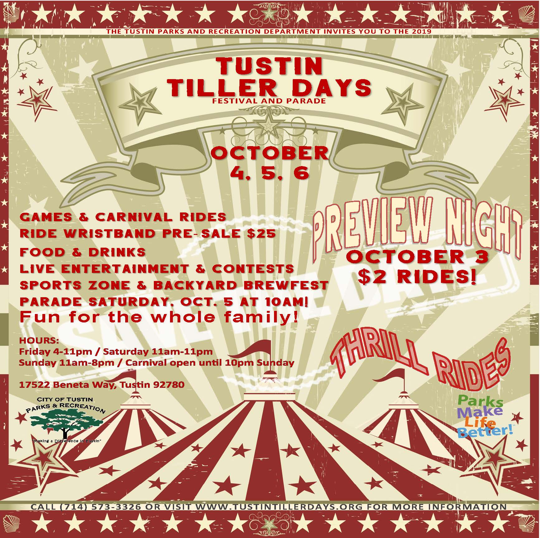Tiller Days Wristband Pre Sale Flyer