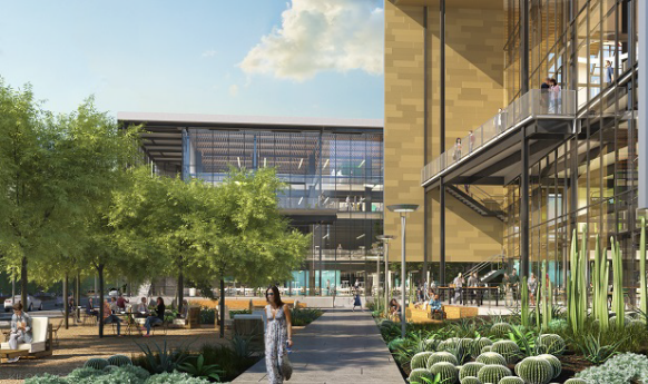 Concept Image with Woman Walking Through Gardens at Flight at Tustin Legacy