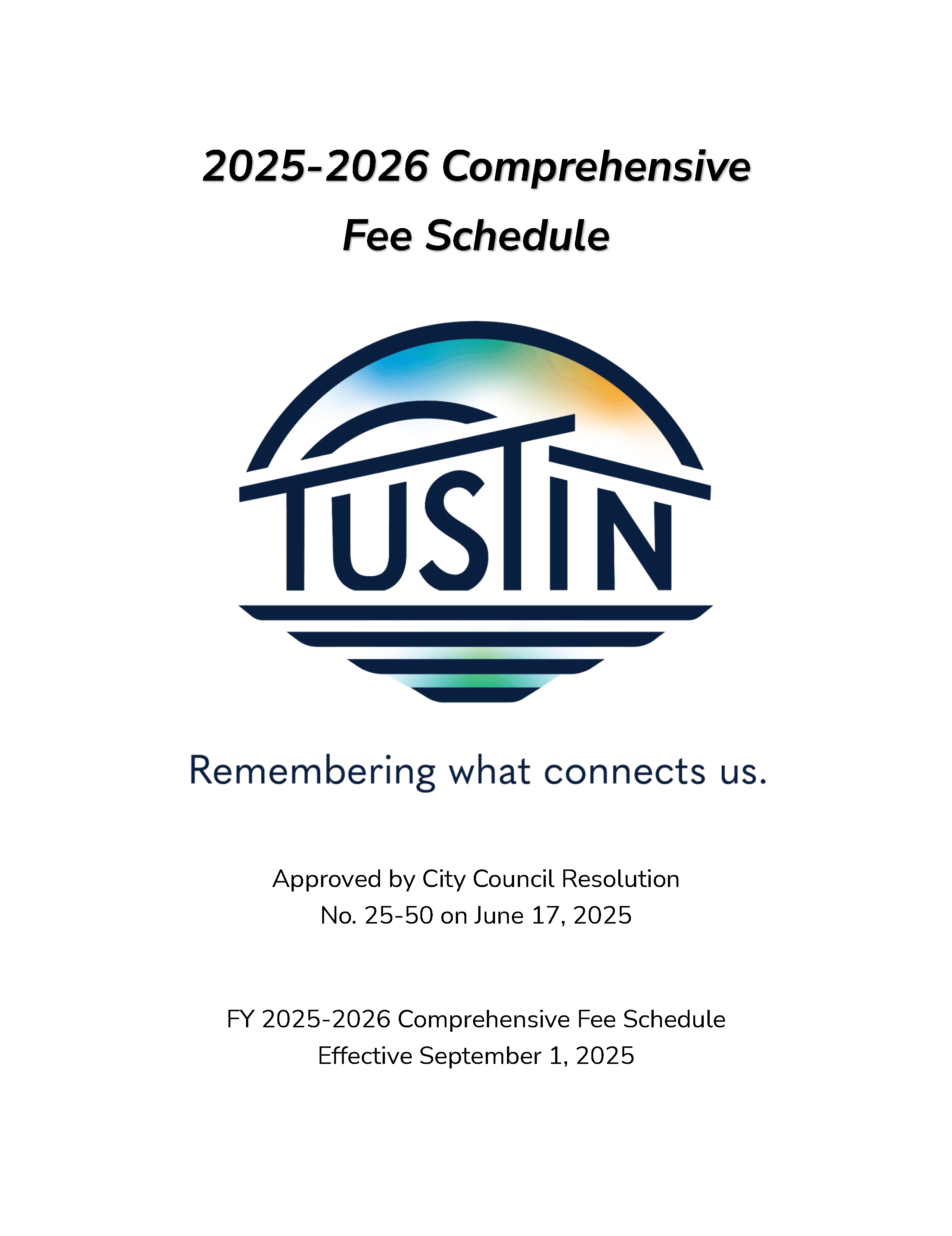 2025-26 Comprehensive Fee Schedule - Cover Page