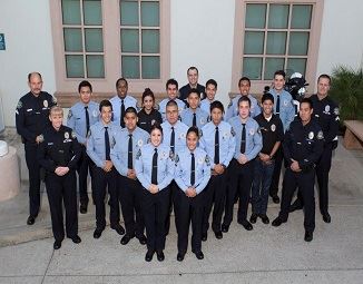 Explorer Program members with police officers